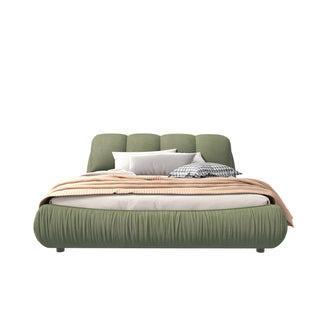 King Size Luxury Upholstered Platform Bed with Oversized Padded Backrest and Solid Wood Frame,suitable for Multiple heights of mattresses,Green(Old Sku:W1885S00019)