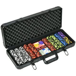 
Soozier Poker Chip Set with 6 Denominations, 500 Chips, 14 Gram Clay, Casino Poker Chips with Aluminum Case, 2 Decks of Playing Cards, Dealer Button and 5 Dice for Texas Hold'em
