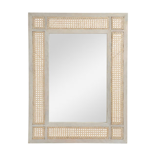 Mango Wood MDF Cane Fitted Mirror – Elegant Natural Wood Framed Wall Mirror