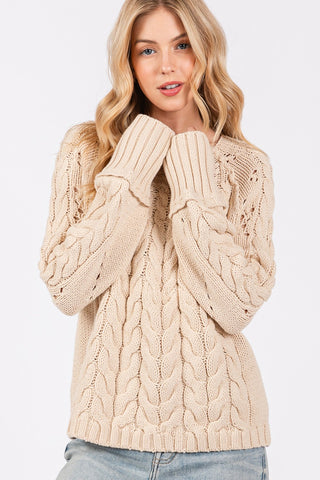 SAGE + FIG Cable-Knit Long Sleeve Sweater