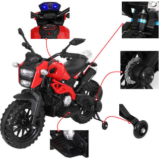 Electric Motorcycle for Kids, kids ride on  motorcycle,  12V  Electric Dirt  Bike with Training Wheels, Hand Racing   Foot Brake,PU seat,   Ride on Motorcycle for  3~6 years Boys Girls gift