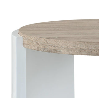 Zoma Oak & White High Gloss Finish End Table