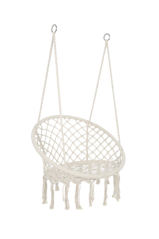 Hammock Chair Macrame Swing, 330 lb Max, Hanging Cotton Rope for Indoor/Outdoor