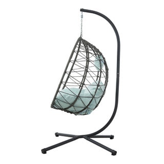 Egg Chair with Stand Indoor Outdoor Swing Chair Patio Wicker Hanging Egg Chair Hanging Basket Chair with Stand for Bedroom Living Room Balcony