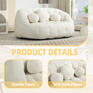 Relax in style with the COOLMORE Bean Bag Sofa Lazy Sofa, designed for ultimate comfort and durability. Featuring a high-back design, this bean bag chair offers exceptional support for both adults and kids. Perfect for indoor and outdoor use, it serves as an accent floor lounge chair, adding a modern touch to any space. Made with soft and breathable white chenille fabric, the sofa provides a cozy seating experience for lounging, reading, or watching TV. Its versatile design ensures it blends seamlessly into