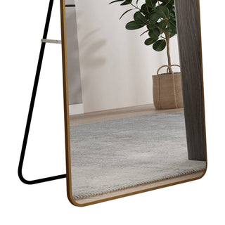 The 3rd generation aluminum alloy metal frame arched floor mounted wall mirror, upgraded in quality, bathroom makeup mirror, bedroom entrance, clothing store, gold 65 "* 23 "W1151121956