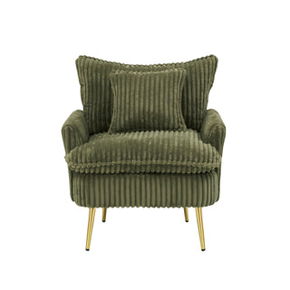 30.31" Single Chair Fashion Sofa, Green Coarse Corduroy Fabric, Soft and Comfortable, Ideal for Apartment, Office, Living Room, Bedroom, and Meeting Room