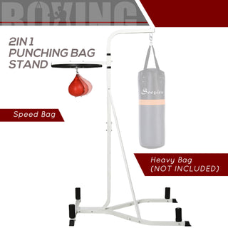 Soozier 2 in 1 Punching Bag Stand, Adjustable Height Heavy Bag Stand with Weighted Base and Speed Bag, Freestanding for Home Gym
