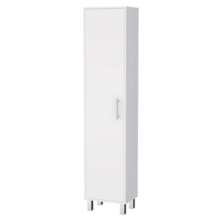 Lawen Tall Storage Cabinet, Single Door, 3 Broom Hangers