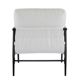 27.56" Modern Accent Chair with Plush Cushions, Minimalist Metal Frame, and Wooden Armrest Design – Perfect for Cozy Living Room, Bedroom, or Office Seating