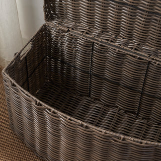 Joseph Rectangular Curve Resin Woven Wicker Trunk with Handles - 24" x 14" x 15" - Chocolate Brown - For Clothes, Towels, Toys, Magazine Storage and Home Decoration