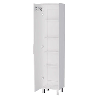 Lawen Tall Storage Cabinet, Single Door, 3 Broom Hangers