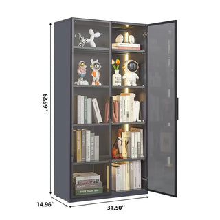 Best selling new design double door metal glass display storage cabinet  with light strip for living room