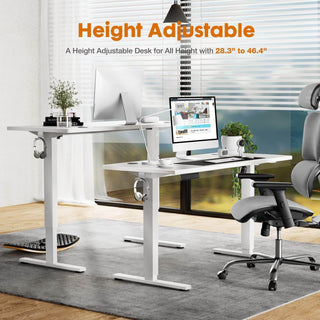 Electric Height Adjustable Standing Desk, Sit to Stand Ergonomic Computer Desk,White,55x24in