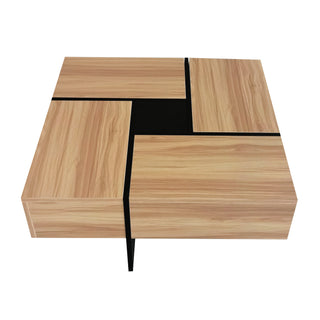 ON-TREND Unique Design Coffee Table with 4 Hidden Storage Compartments, Extendable Sliding Tabletop, UV High-Gloss Square Cocktail Table for Living Room, 31.5"x31.5"