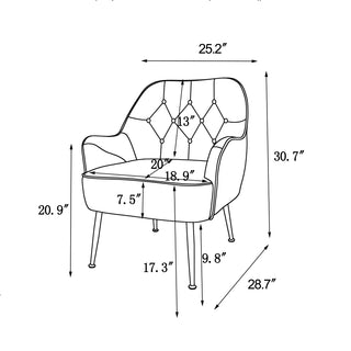 Modern Mid-Century Chair, Linen Sherpa Armchair for Living Room, Bedroom, Office, Easy Assembly,Beige