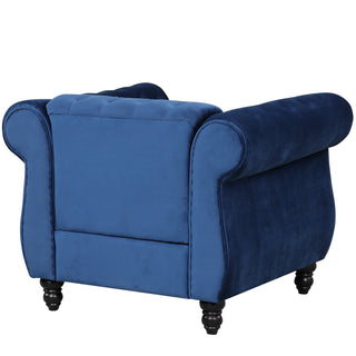 39" modern sofa Dutch plush upholstered sofa, solid wood legs, buttoned tufted backrest, Blue