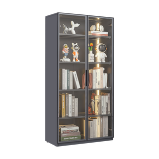 Best selling new design double door metal glass display storage cabinet  with light strip for living room