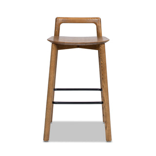 Sven 26.5" Modern Minimalist Low Back Wood Counter Stool, Dark Brown Walnut