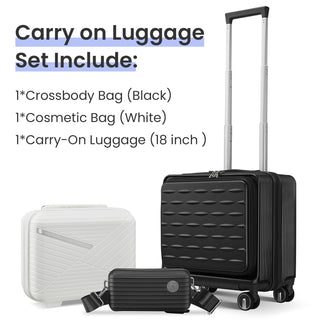 18" Carry-On Luggage with Front Open Door and Laptop Interlayer, PC Hard Shell Suitcase, Built-In TSA Lock, Lightweight Hardside Spinner Wheels, Airline Approved for Men and Women