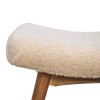 Artisan Furniture Solid Wood Boucle Cream Curved Bench