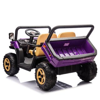 24V XXXL Kids Ride On UTV W/Parents Remote Control,Two-seater,Automatic tipping bucket,Rear wheel suspension,Slow start,Portable handle,Safety Belt,LED light,USB,MP3,Bluetooth,Horn for Kids Aged 3-8.