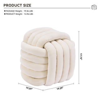 060-Chenille Fabric Modern Knot Design Ottoman Makeup Stool Footstool, Comfortable and Stylish Seat for Living Room, Bedroom ,Beige