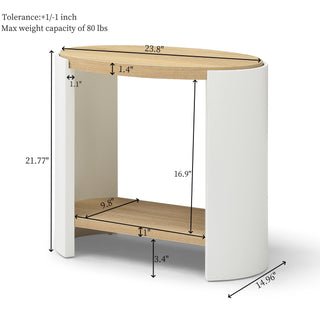 End Table, Small Side Table with 2-Layer Storage Shelves, Nightstand for Small Spaces, Sofa Table for Living Room and Bedroom, Stable Frame, Easy Assembly, Natural and White