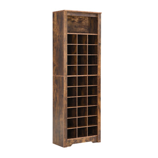 ON-TREND Stylish Design 30 Shoe Cubby Console, Contemporary Shoe Cabinet with Multiple Storage Capacity, Free Standing Tall Cabinet with Versatile Use for Hallway,  Bedroom, Rustic Brown