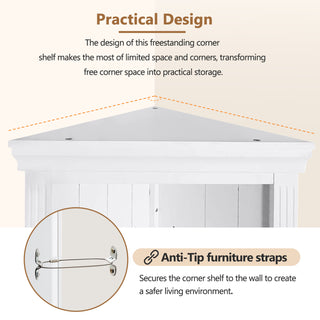 83.4"Tall Modern Corner Shelf,5 Tier Corner Bookcase with LED Light, Storage Standing Shelf Unit, Open Corner Plant Display Stand for Small Space for Living Room,Wall Corner, Home Office,White