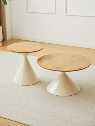 ROUND COFFEE TABLE WHITE+WOOD