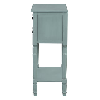 TREXM Narrow Console Table, Slim Sofa Table with Three Storage Drawers and Bottom Shelf (Light Blue)