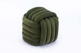 060-Chenille Fabric Modern Knot Design Ottoman Makeup Stool Footstool, Comfortable and Stylish Seat for Living Room, Bedroom,Green