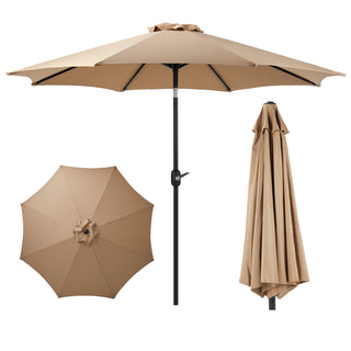 9 foot outdoor patio umbrella with button tilt and crank, Outdoor patio/market table umbrella UV protected and waterproof, khaki