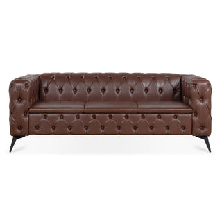 84.06" Traditional 3-Seater Sofa, Square Arm Design with Removable Cushions, Comfortable Living Room Furniture