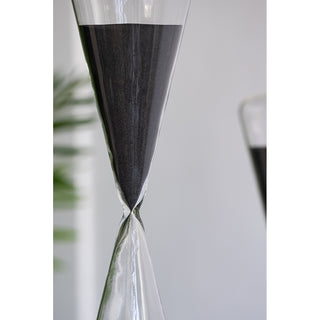 4.5x4.5x19.5in. Triangular Shape Hourglass, 120 Minutes, Black Sand