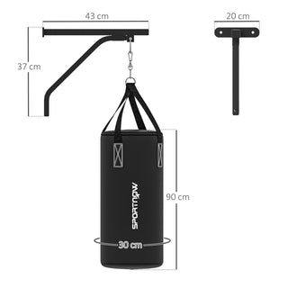 Soozier Unfilled Punching Bag for Adults, Heavy Bag Wall Mount Set with Bracket, Boxing Gloves, Hand Wraps, and 360° Swivel Hook for Muay Thai and MMA Training