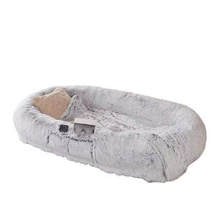 Human Dog Bed 71''x40''x12'' – Washable Faux Fur Bed for People and Pets, Orthopedic Napping Bed (Grey), Xmas Christmas Gift