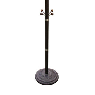 73" Tall Chrome and Wood Coat Rack, Espresso finish