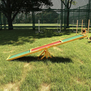 PawHut Wooden Dog Agility Seesaw for Training & Exercise, Weather-Resistant Pet Toy, 71" L x 12" W x 12" H, Natural