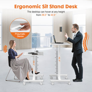 Sweetcrispy Small Mobile Rolling Standing Desk, Rolling Desk Laptop Computer, Cart for Home