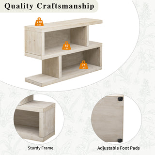 TREXM Retro Console Table with Symmetrical 2-Tier Open Shelf for Entryway and Living Room (Natural)