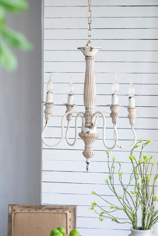 4 - Light Wood Chandelier, Hanging Light Fixture with Adjustable Chain for Kitchen Dining Room Foyer Entryway, Bulb Not Included