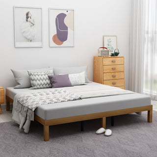 Queen Size Wood Platform Bed Frame,No Box Spring Needed,Strong Wood Slat Support, Easy Assembly