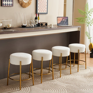 24" Tall, Round Bar Stools, Set of 2 - Contemporary upholstered dining stools for kitchens, coffee shops and bar stores - Includes sturdy hardware support legs