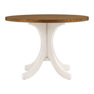 TOPMAX Mid-Century Modern Solid Wood Round Dining Table for Small Spaces, Walnut Finish