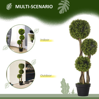 Artificial Plant for Home Decor Indoor & Outdoor Fake Plants Artificial Tree in Pot, 3 Ball Boxwood Topiary Tree for Home Office, Living Room Decor, Light Green