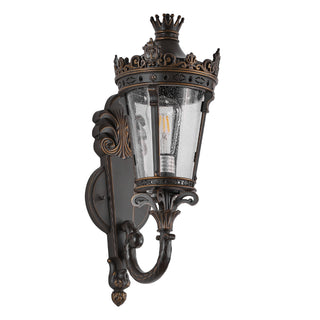 Vintage Outdoor Wall Lantern, Waterproof Sconce with Crown Top & Clear Glass, Decorative Patio, Garden, or Entryway Lighting (No Bulb)