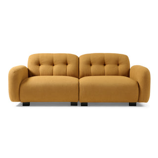 81.48" Modern 3-Seater Sofa Couch, Teddy Sectional with Wooden Legs, Upholstered Deep Seat Love Seat Chaise for Living Room, Bedroom, Apartment and Office, Cognac