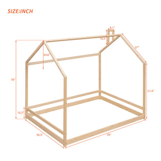 Full Size House Bed Wood Bed, Natural(OLD SKU:WF281436AAE)